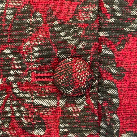 New Chico’s Red Floral Jacquard Topper Jacket Coat Button Front Size 3/Large-16 - Picture 8 of 16